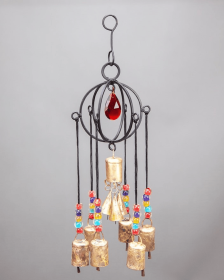 3-D Globe Chime With Glass Accents And  Brass Bells
