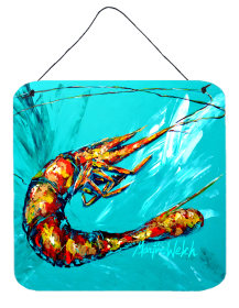 Shrimp Teal Splish Splash Wall or Door Hanging Prints