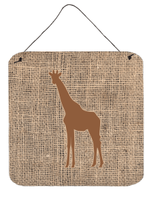 Giraffe Burlap and Brown Wall or Door Hanging Prints