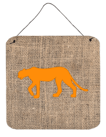 Leopard Burlap and Orange Wall or Door Hanging Prints