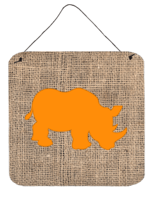 Rhinoceros Burlap and Orange BB1006 Wall or Door Hanging Prints