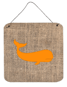 Whale Burlap and Orange BB1021 Wall or Door Hanging Prints