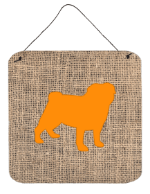 Pug Burlap and Orange BB1112 Wall or Door Hanging Prints