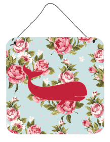 Whale Shabby Chic Blue Roses BB1021 Wall or Door Hanging Prints