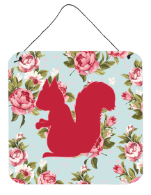 Squirrel Shabby Chic Blue Roses BB1119 Wall or Door Hanging Prints