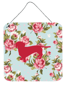 Dachshund Shabby Chic Blue Roses BB1088 Wall or Door Hanging Prints