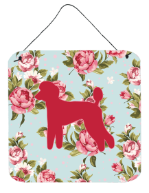 Poodle Shabby Chic Blue Roses BB1114 Wall or Door Hanging Prints