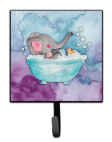Elephant Bathing Watercolor Cartoon Art Themed Watercolor Leash or Key Holder