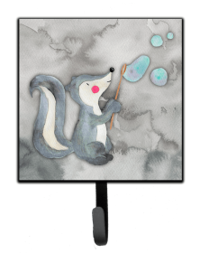 Skunk and Bubbles Watercolor Cartoon Art Themed Watercolor Leash or Key Holder