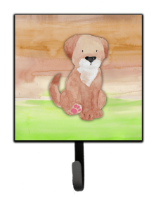 Dog Green and Brown Watercolor Cartoon Art Themed Watercolor Leash or Key Holder