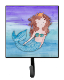 Brunette Mermaid Watercolor Cartoon Art Themed Watercolor Leash or Key Holder