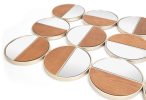 Cycle Round Mirror Gold & Walnut