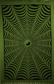 Green Trippy Yin Yang 3D Hand-loom Style Tapestry