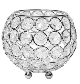 Elegant Designs Elipse Crystal Circular Bowl Candle Holder, Flower Vase, Wedding Centerpiece, Favor, 4.25 Inch