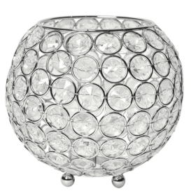 Elegant Designs Elipse Crystal Circular Bowl Candle Holder, Flower Vase, Wedding Centerpiece, Favor, 5.5 Inch