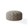 Indoor REFLECTION Blue/Taupe/Camel Tan Round Zipper Pouf - Stuffed - Extra Beads Included! - 24in dia x 20in tall
