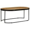 Coffee Table Oval Solid Rough Mango Wood and Steel 39.4"
