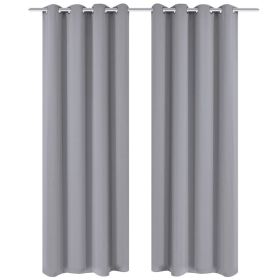 2 pcs Gray Blackout Curtains with Metal Rings 53" x 96"