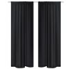 Blackout Curtains 2pcs Double Layer 55"x96" Black Energy-saving