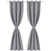 2 pcs Gray Blackout Curtains with Metal Rings 53" x 96"