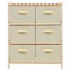 Storage Rack with 6 Fabric Baskets Cedar Wood Beige
