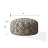 Indoor REFLECTION Blue/Taupe/Camel Tan Round Zipper Pouf - Stuffed - Extra Beads Included! - 24in dia x 20in tall