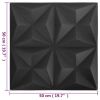 3D Wall Panels 12 pcs 19.7"x19.7" Origami Black 32.3 ft²