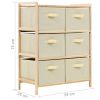 Storage Rack with 6 Fabric Baskets Cedar Wood Beige