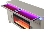 Perla TV Stand With Electric Fireplace in Milky White