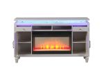 Perla TV Stand With Electric Fireplace in Milky White