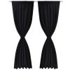Blackout Curtains 2pcs Double Layer 55"x96" Black Energy-saving