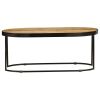 Coffee Table Oval Solid Rough Mango Wood and Steel 39.4"