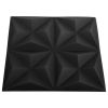 3D Wall Panels 12 pcs 19.7"x19.7" Origami Black 32.3 ft²