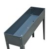 Outsunny Metal Raised Garden Bed, Elevated Planter Box with Legs and Drain Holes, Dark Gray