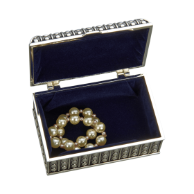 Beaded Antique Rect. Box, Silver Plated (size: 3.5"x2.25")