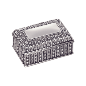 Beaded Antique Rect. Box, Silver Plated (size: 4.5"x3")