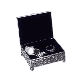 Square Jewelry Box, Nickel Plated (size: 4")