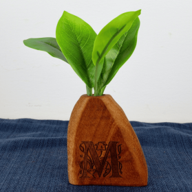 Hand Carved Wooden Vase (size: "Slant")