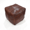Geometric Handmade Goat Leather Square Pouf (Recycled Cotton Fill)