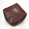 Geometric Handmade Goat Leather Square Pouf (Recycled Cotton Fill)