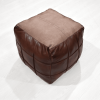 Geometric Handmade Goat Leather Square Pouf (Recycled Cotton Fill)
