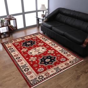 Rugsotic Carpets Hand Knotted Afghan Wool And Silk  Area Rug Oriental Kazak (Color: Red Cream, size: 9'x12')