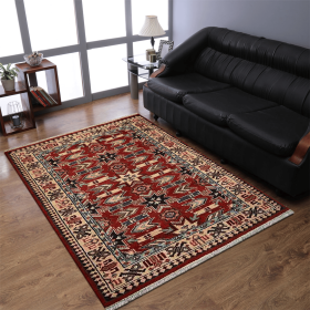 Rugsotic Carpets Hand Knotted Afghan Wool And Silk  Area Rug Oriental Kazak (Color: Red Cream1, size: 9'x12')