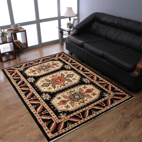 Rugsotic Carpets Hand Knotted Afghan Wool And Silk  Area Rug Oriental Kazak (Color: Black Cream, size: 9'x12')