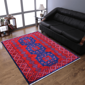 Rugsotic Carpets Hand Knotted Afghan Wool And Silk  Area Rug Oriental Kazak (Color: Multicolor1, size: 9'x12')