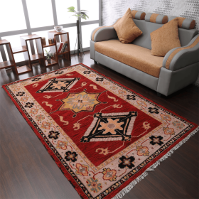 Rugsotic Carpets Hand Knotted Afghan Wool And Silk  Area Rug Oriental Kazak (Color: Red Beige, size: 8'x10')