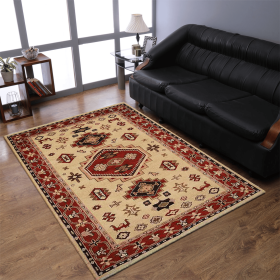 Rugsotic Carpets Hand Knotted Afghan Wool And Silk  Area Rug Oriental Kazak (Color: Gold Red, size: 5'x8')