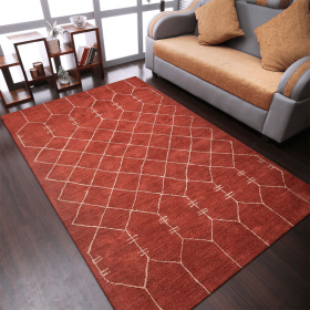 Rugsotic Carpets Hand Knotted Loom Silk Area Rug (Color: Rust, size: 6'x9')