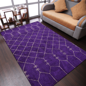 Rugsotic Carpets Hand Knotted Loom Silk Area Rug (Color: Purple1, size: 8'x10')