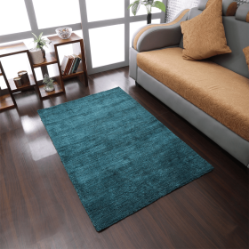 Rugsotic Carpets Hand Knotted Loom Silk Area Rug (Color: Blue, size: 8'x11')